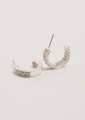 Crystal Mini Hoops - Silver