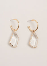 Stone Hoop Earrings - Metallic
