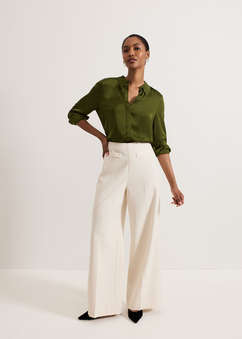 Elodie Wool Trouser - White