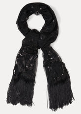 Black Beaded Scarf - Black