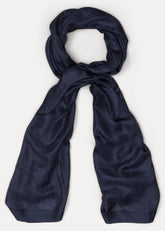 Satin Trim Scarf - Navy