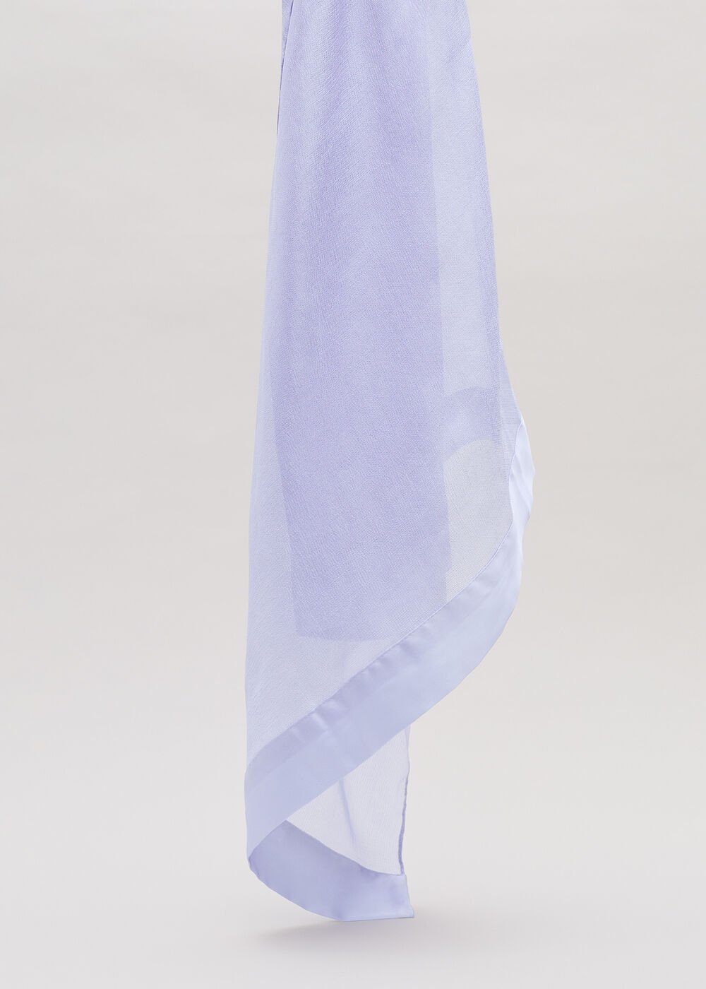 Satin Trim Scarf - Pale Blue