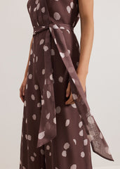 Maxine Spot Chiffon Jumpsuit - Latte