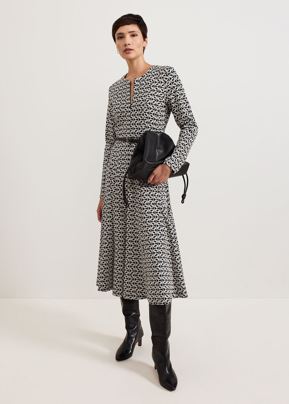 Eleni Midi Dress - Black/Ivory