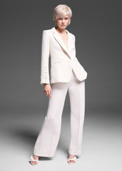 Bridgette Cream Textured Wide Leg Trousers - Ivory
