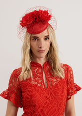 Red Flower Pillbox - Red