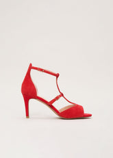 Red T Bar Sandals - Red