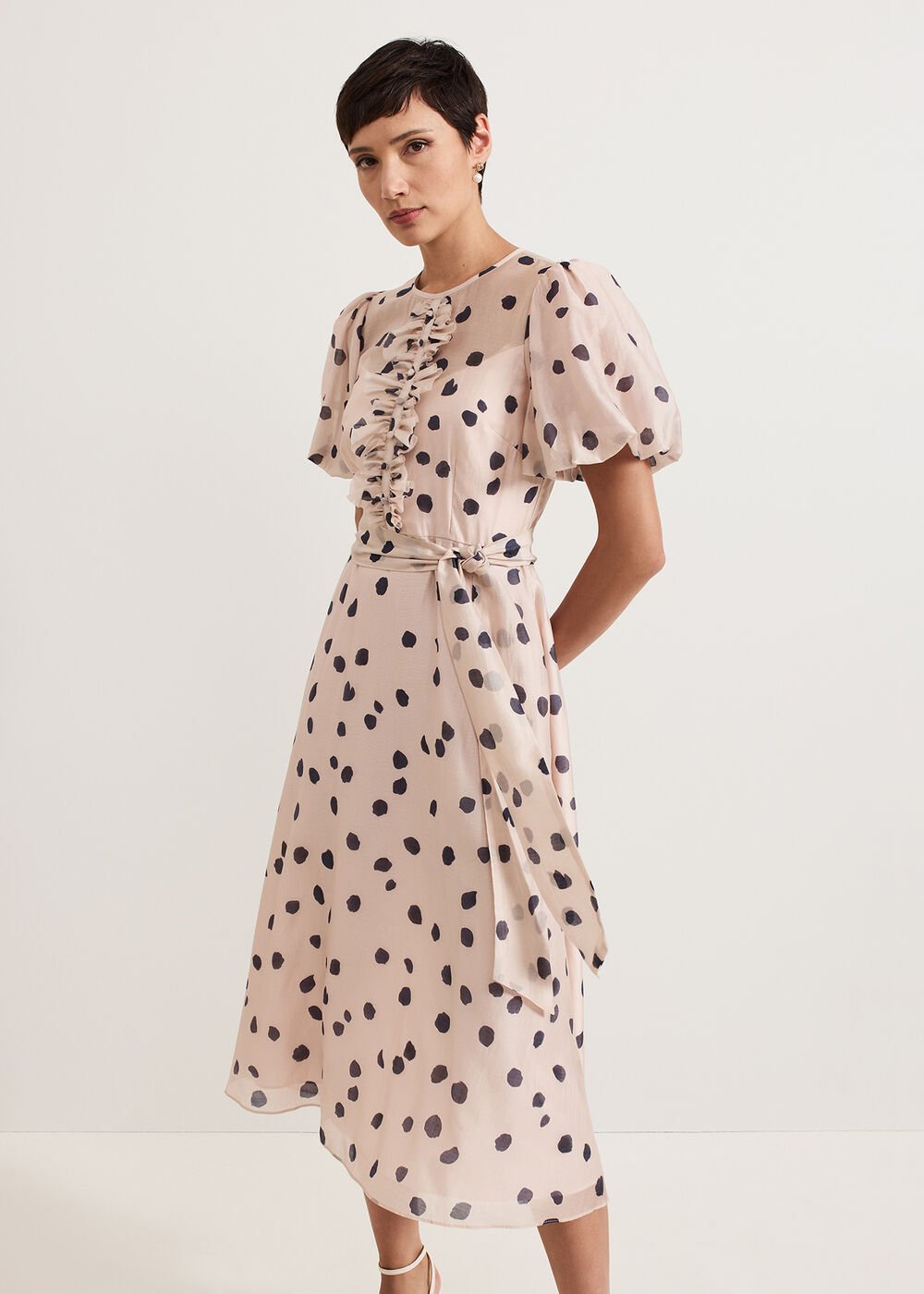 Nicola Spot Dress - Pale Pink