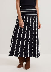 Liz Scallopped Skirt - Navy/Ivory