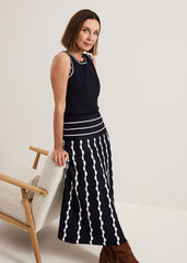 Liz Scallopped Skirt - Navy/Ivory