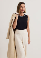 Liz scallop knit Shell Top - Navy/Ivory