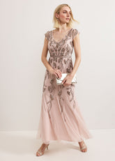 Evonne Beaded Dress - Pale Pink