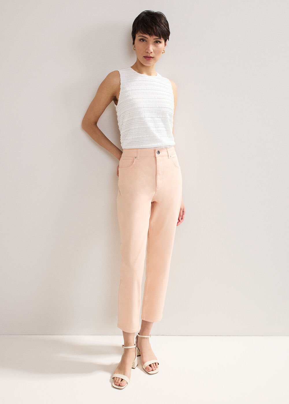 Lindsey Cropped Jean - Pale Pink