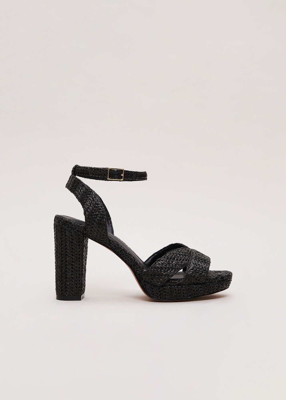 Raffia Platform Sandal - Black