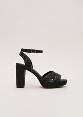 Raffia Platform Sandal - Black