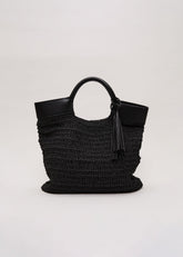 Straw Shopper Bag - Black