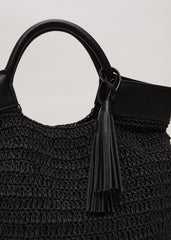 Straw Shopper Bag - Black