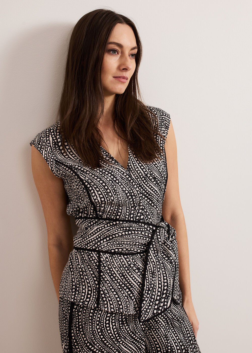 Mariana Print Top - Black/Ivory