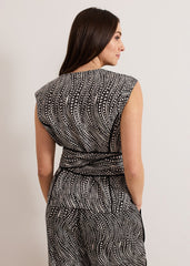 Mariana Print Top - Black/Ivory