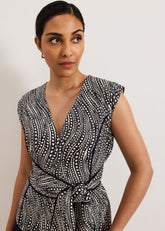 Petite Print Top - Black/Ivory