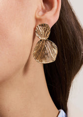 Disc Drop Earrings - Gold
