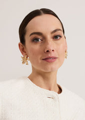 Flower Stud Earrings - Gold