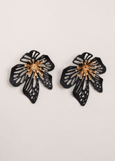 Large Flower Earring - Black