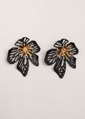 Large Flower Earring - Black