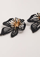 Large Flower Earring - Black