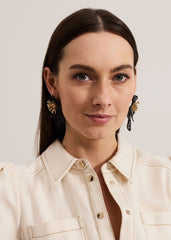 Large Flower Earring - Black