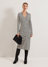 Gina Geo Wrap Dress - Navy/Ivory