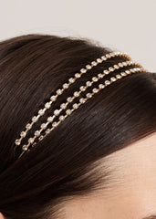 Metal Stone Headband - Gold