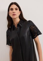 Cutwork Pu Dress - Black