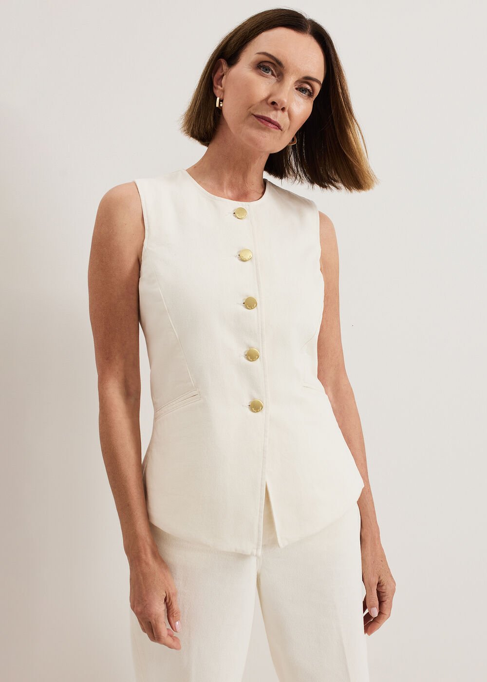 Sophia Denim Waistcoat - Ivory