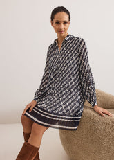 Eleanor Swing Dress - Navy/Ivory