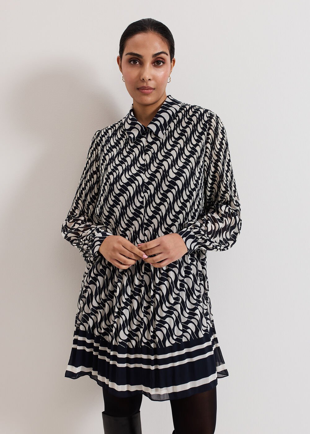 Petite Eleanor Dress - Navy/Ivory