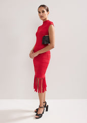Tazmin Tassel Dress - Red
