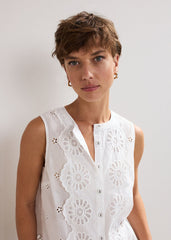 Tilda Broderie Top - White