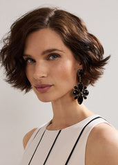 Stone Drop Earrings - Black