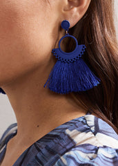 Tassle Earrings - Blue