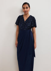 Petite Janessa Dress - Navy