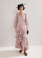 Spot Ruffle Dress - Pink