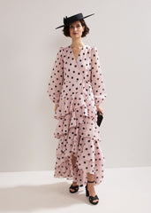 Spot Ruffle Dress - Pink