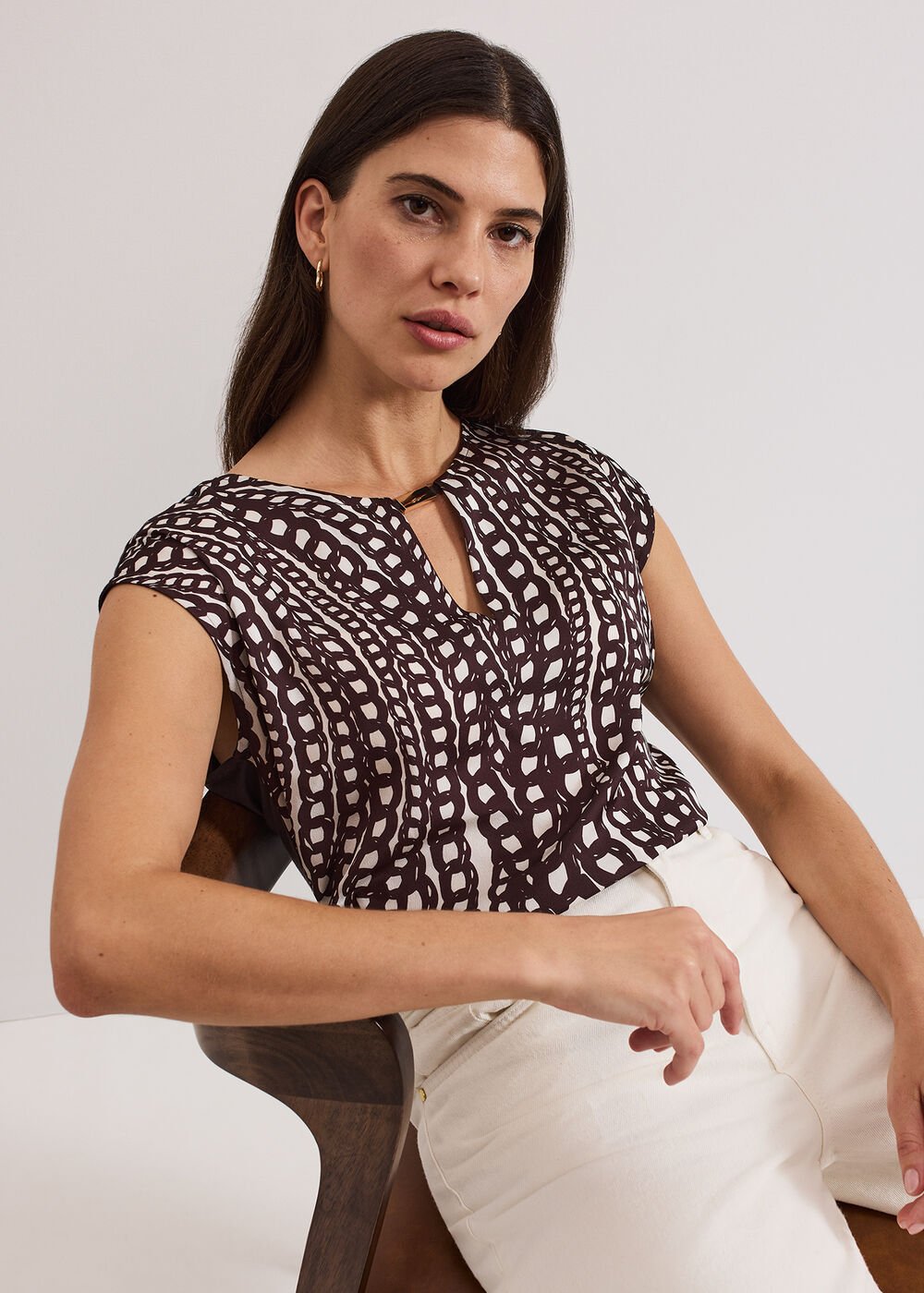 Livie Print Top - Brown