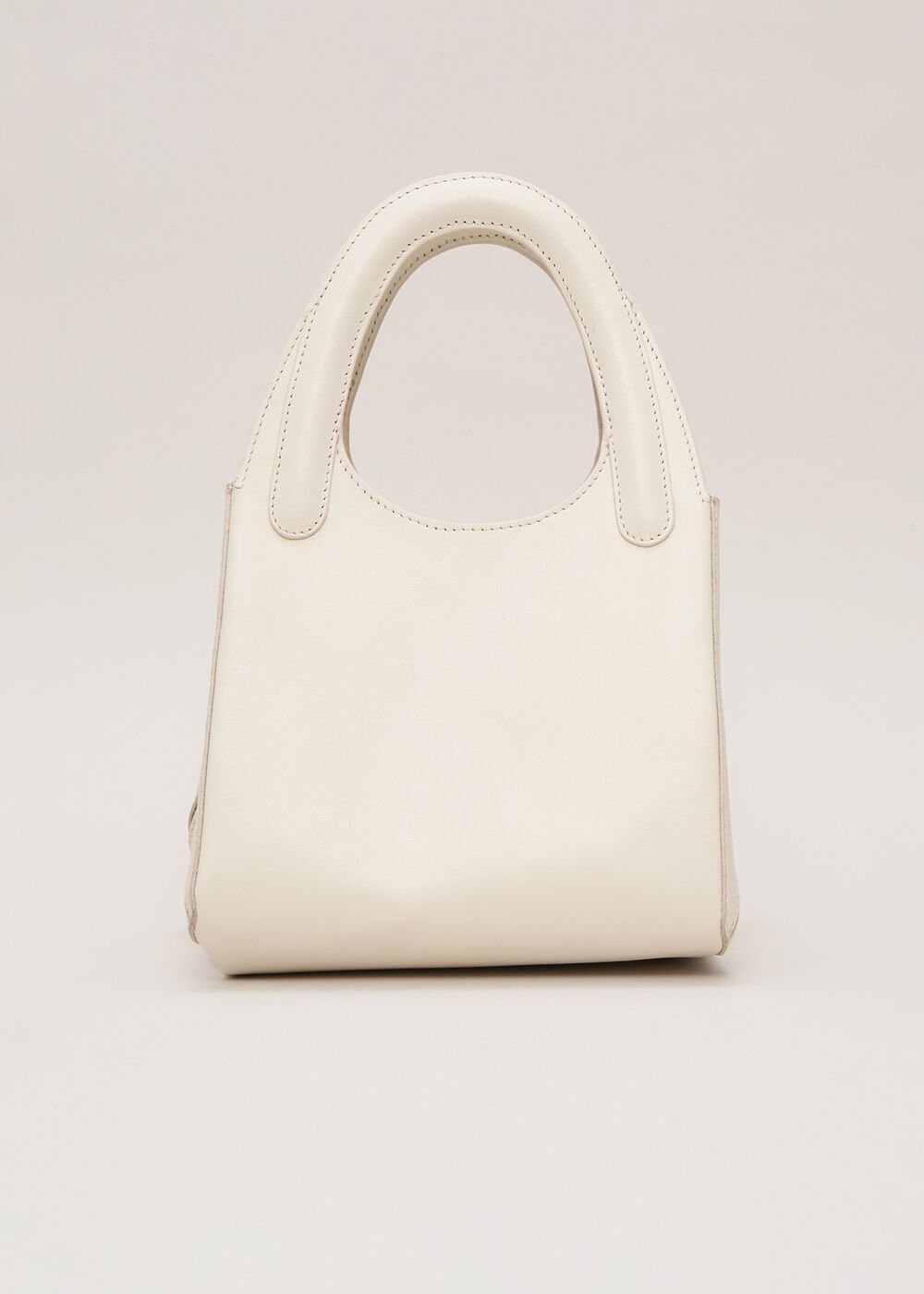 Leather Square Tote - Ivory