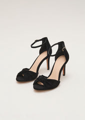 Suede Knotted Sandal - Black