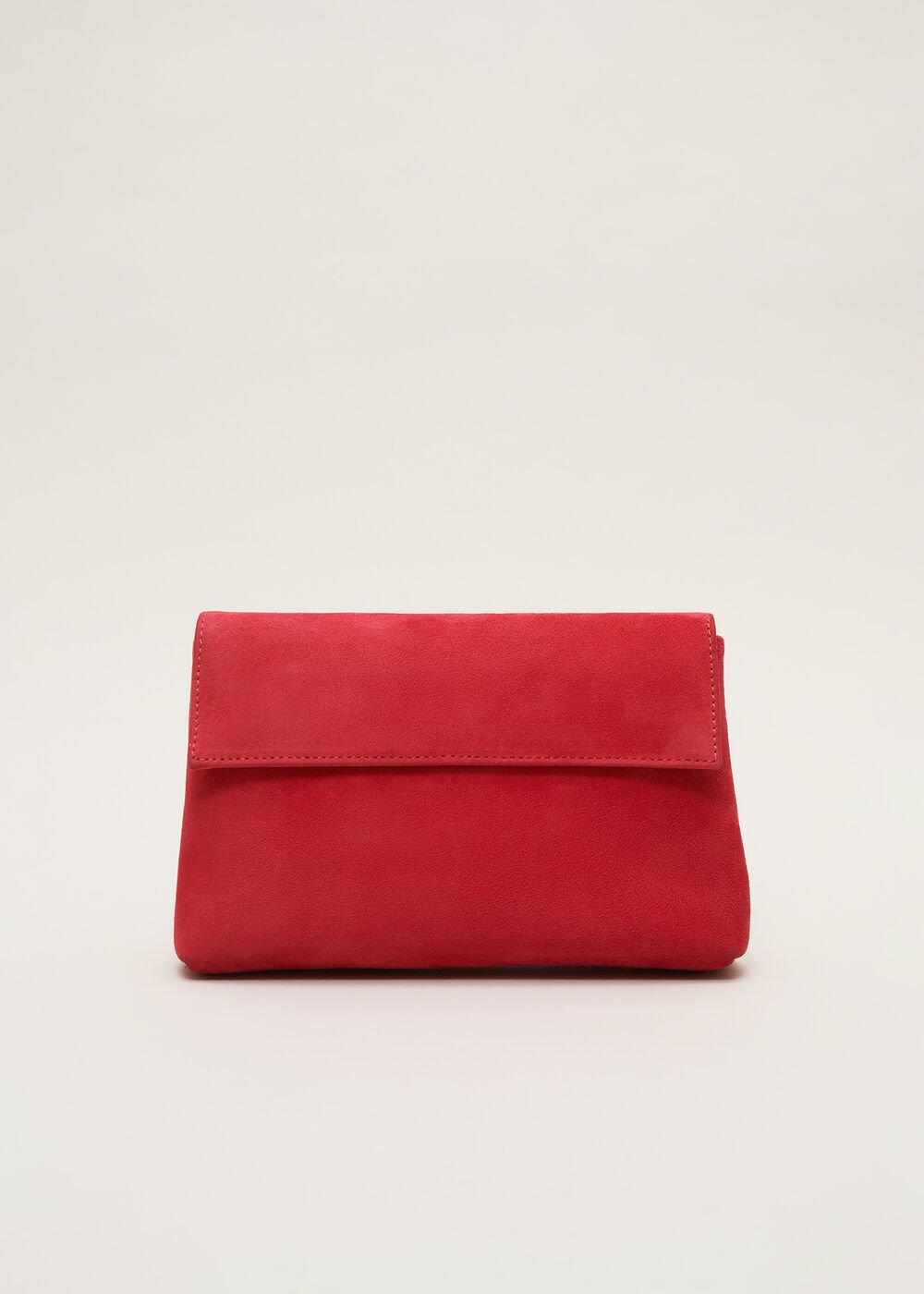 Suede Clutch Bag - Coral