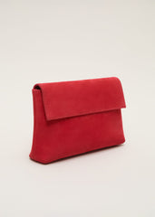 Suede Clutch Bag - Coral