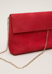 Suede Clutch Bag - Coral