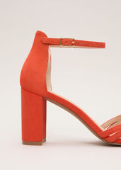 Block Heel Sandals - Orange